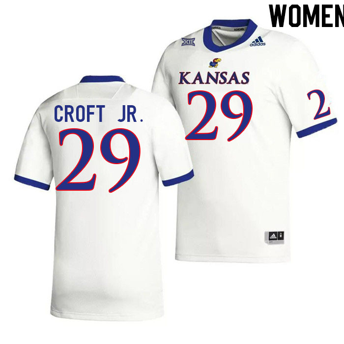 Women #29 Jameel Croft Jr. Kansas Jayhawks College Football Jerseys Stitched Sale-White